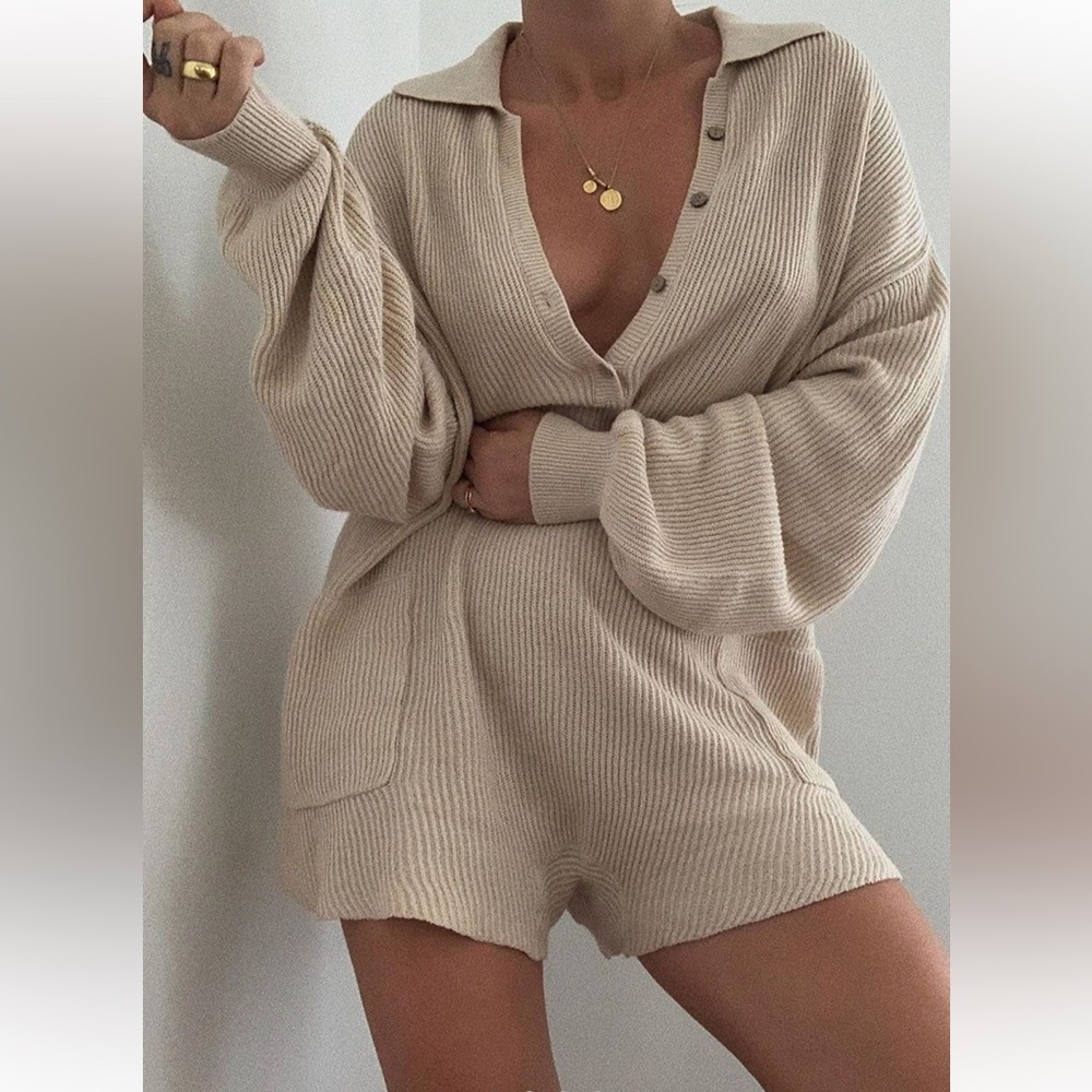 Free people Picnic Sweater Romper - size L - color Natural